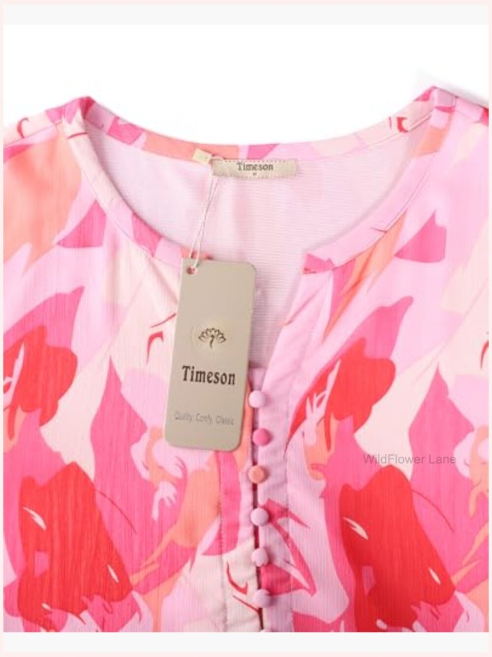 3/4 Length Sleeve Womens Blouse Dressy Casual Button Down V Neck Pullover Top - Picture 5 of 7